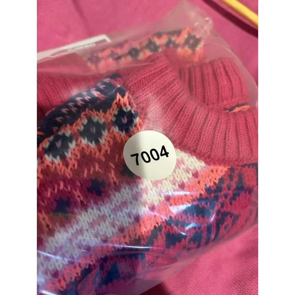 J.Crew Sweater Women's XS Pink Blue Cotton Ribbed Crew Neck Fair‎ Isle Pullover